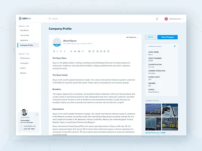 Company Profile Editor app company profile dashboard editor flat minimal typography ui ux web web app website