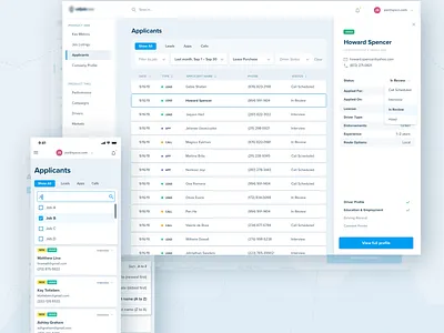 List of Applicants app applicant tracking ats confirmation dashboard design hiring hr job listings mobile ui mobile ux recruiting typography ui ux web website