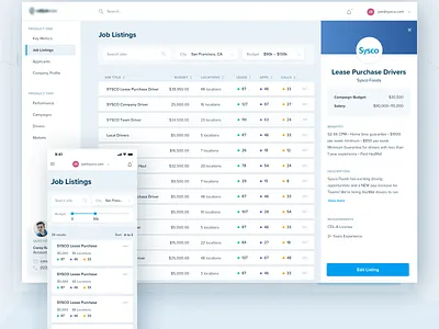 Job Listings app ats clean dashboard desktop hr job board job listings listings minimal mobile product product design pwa typography ui ux visual design web web app