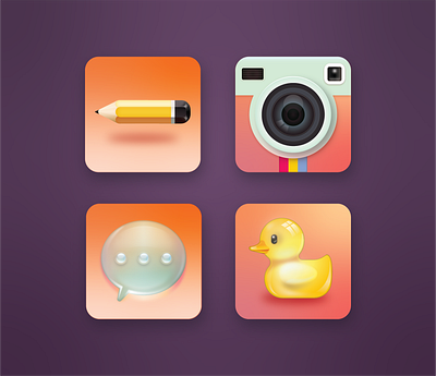 4icons for game camera chat duck game game art gameui icons pencil ui design