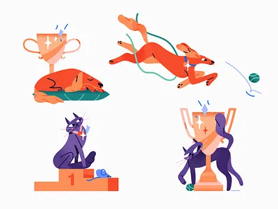 dogs vs cats? cat character competition design dog doggo illo illustration mail.ru purina vector