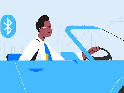 Turn it up 2d animated explainer animation bluetooth character convertible design driver explainer icon illustration motion motion graphics music radio tech technology vector