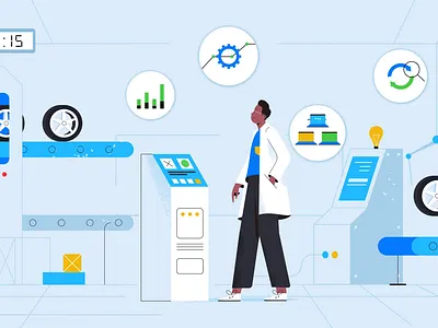 Collecting Data! 2d animated explainer animation character collection console data design explainer illustration line manufacture motion motion graphics operating production tech technology vector