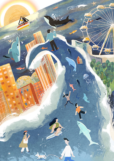 hi sea blue characterdesign design illustration sea ui 插图