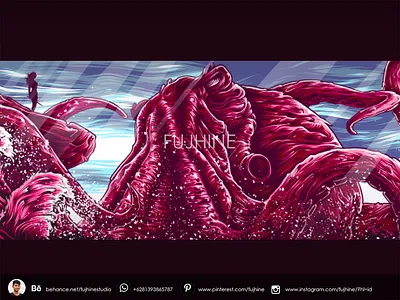 Kraken animal apparel cd cover clothing design drawing film fujhine illustration ilustrator kraken legend legendary mistic monster movie octopus poster sea ui