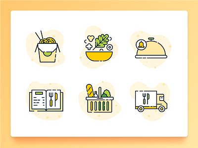 Food Icon 2 2d breakfast chinese food delivery dinner flat icon food food delivery food truck grocery icon icon set illustration lunch noodle recipe salad takeaway ui ux