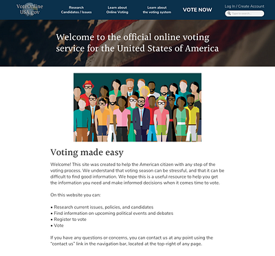 Online Voting Website for Millenials - Homepage concept design prototype ui user userexperience userinterface ux web design website