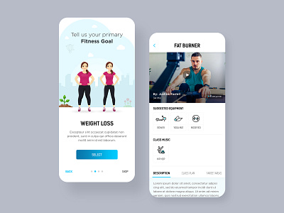 Fitness App app app design app ui concept creative fitness goal illustration interface ios app iphone app minimal mobile onboarding ui design ux design vector weight white workout