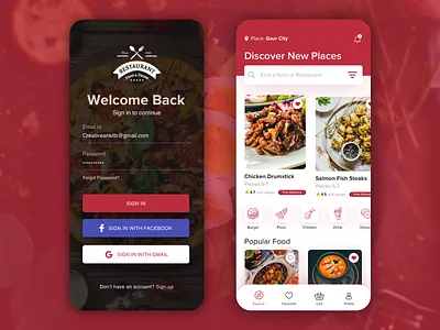 #4 Delivery app Landing screen concept app ui cart delivery app design discover filter food app food illustration illustration ios app ios ui kit login screen mobile app mobile app design mobile design mobile ui restaurant app restuarant ui ux