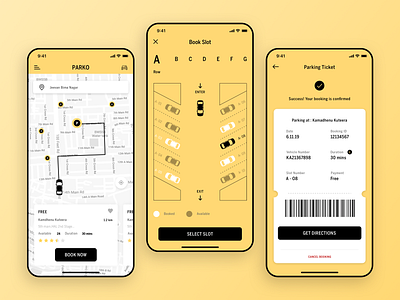 Parking App app cards design logo minimal parko ui ux