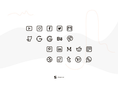 Social Media Icons, Part 1 adobe xd app assets branding clean design figma google icon set icons illustration minimal mockup sketch social media ui ui8 ux vector website