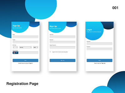 Daily UI #001 - Registration Page 001 dailyui login mobile register