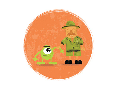 Mike Wazowski and Safari man adobe adobe illustrator design illustration mike wazowski organic organic art safari vector vectorart