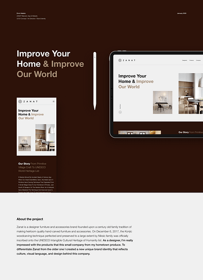 ZANAT Rebrand art direction brand identity concept craft design details interaction ios app landing layout minimal rebranding ui ux visal identity website zanat