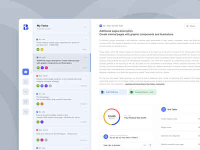 Task Management System attachment black blue cms dashboard data design interface management sketch sub task time tracker ui ux web