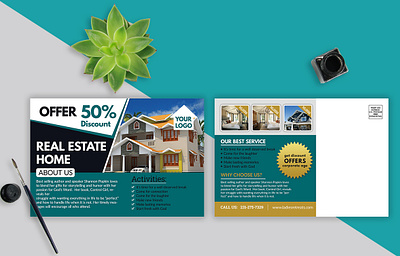 Real Estate Postcard advert advertisement agent brochure business buy clean elegant flyer home homeowner house light listing house luxury open house orange postcard professional property