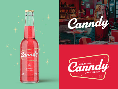 Canndy CBD-Infused Sparkling Soda | Concept 1950 1950s beer bottle brand identity branding cannabis concept design dribbbleweeklywarmup label logo pop retro soda sparkling sustainability vintage zero waste