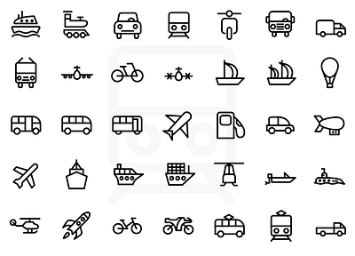 Transport Icons adobe illustrator app design flat iconpack icons illustration illustrator transport transporticos vector