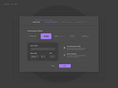 Credit Card Checkout – Cryptonymous checkout credit card dailyui dark mode ecommerce night mode payment shopping ui user experience user interface ux web webdesign