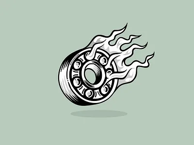 BEARING FLAMES art bearing branding design fire flames icon illustration logo skate skateboard speed vector