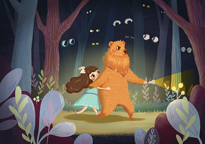 Bear and girl design illustration