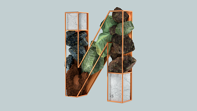Pretty letter И 3dillustration beauty cinema cinema4d design gold illustration letters nature rocks
