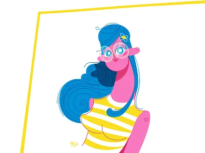 Pinky art character design flat girl illustration motiongraphic pink vector