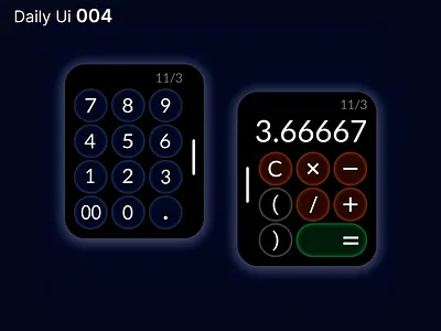 Daily Ui - 004: Calculator applewatch calculator daily ui dailyui dark dark mode dark ui design figma ui uidesign ux watch