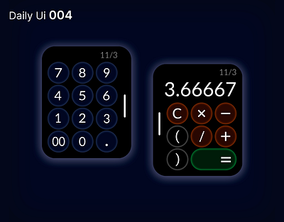 Daily Ui - 004: Calculator applewatch calculator daily ui dailyui dark dark mode dark ui design figma ui uidesign ux watch
