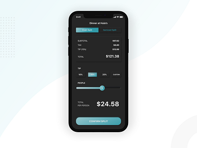 Bill Splitting App app app design bill bill splitting dark mode dark theme dark ui ios money neumorphism