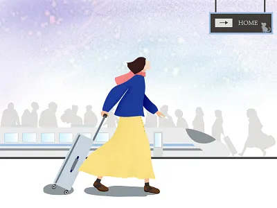 Ready to go home~~happy new year~ design girl happy illustration new year