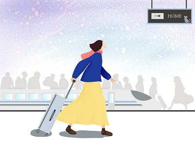 Ready to go home~~happy new year~ design girl happy illustration new year