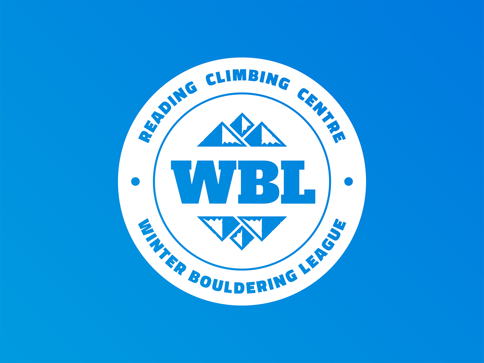 Winter Bouldering League climbing competition logos badge badge logo blue blue and white brand brand identity branding challenge climbing design emblem event festival logo mountains sport typography winter