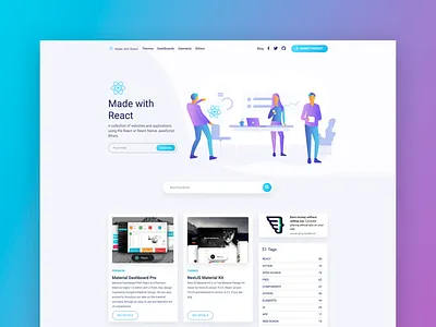 Made with React admin template bootstrap 4 branding dashboard free gradient gradients illustration mobile next react react native reactjs responsive teamwork ui ui kit web design website work