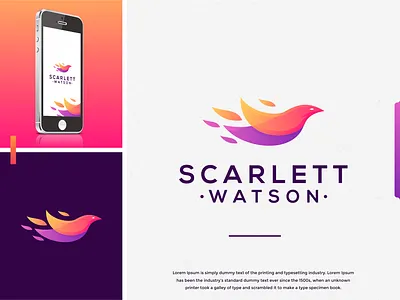 SCARLETT WATSON logo idea awesome bird brand brand identity brandidentity color design idea identity inspiration inspirational inspirations instagram interface logo technology