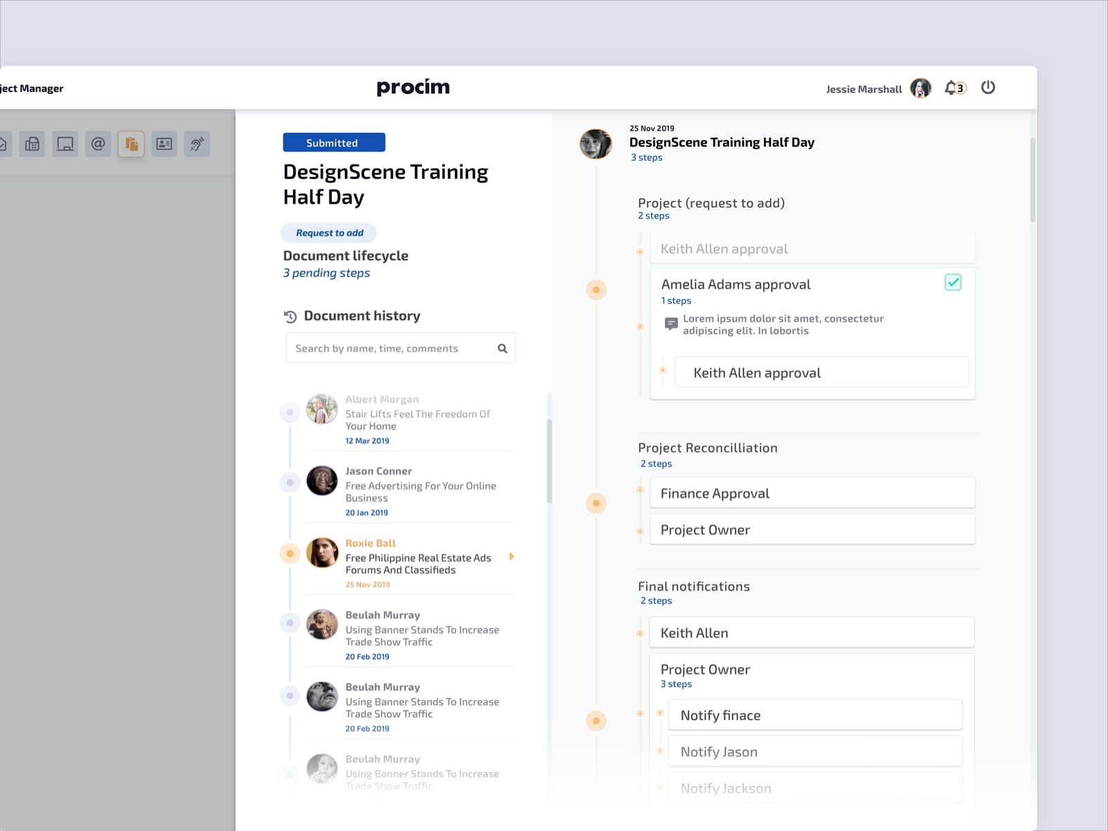 Procim’s document history app branding dashboard diagram flow modal sketch typography ui ux vector web wireframes