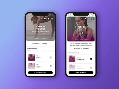 WithU App - V1 clean fitness ios iphone mobile mobile ui purple yoga