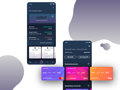 Bureau de Change app banking credit card currency dashboad exchange finace gradient illustration money profile transactions ui ux