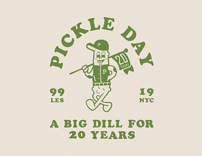 A Big Dill for 20 Years branding branding design cooper black design flat graphic design illustration illustrator logo merch minimal nyc pickle shirt street streetwear tshirt