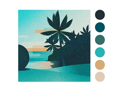 Gwada. ambiance design illustration landscape sunset trip