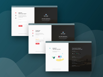 Intao - register flow design illustration landing page minimal registration form ui website