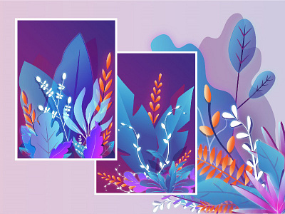 Nature illustrations blue dribbble flat gradient illustration illustrator leaves nature new vector