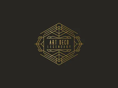 09 legendary artdeco badge gold logo monoline vector