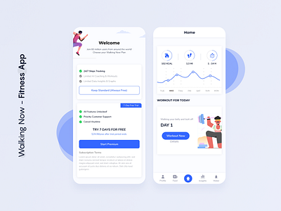 Walking now - Fitness app activity adobe xd app app ui chart clean concept design fitness app flat gym app health ios app minimal sport statistics ui ui design ux workout