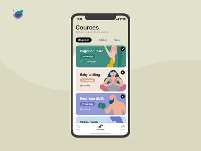 Yoga app cources screen app design concept design dashboard fitness app illustration sport ui ux yoga yoga app