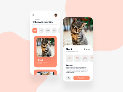 Pets Adoption App app cat design dogs dribbble figma flat ios minimal mobile pets ui uidesign ux