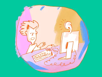 On the computer colour computer drawing eyes illustration typing view whatever