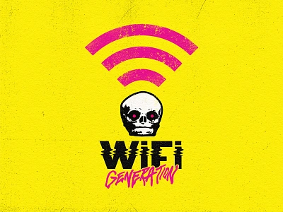 WiFi Generation 80s awareness branding graphic design lettering logo ortus poster punk skull sticker vintage wifi