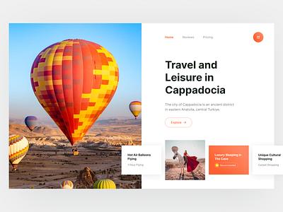 Cappadocia Travel Website airbaloons baloon cappadocia design fly turkey turkiye typography ui ux vacation web webapp webdesign website