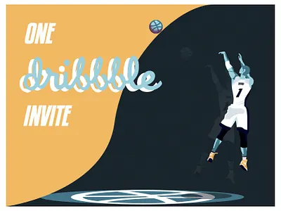 Dribbble Invite american basketball beautiful blue design draft dribbble dribbble best shot hellodribbble illustration invitation invite nba new nfl player sport usa vector yellow